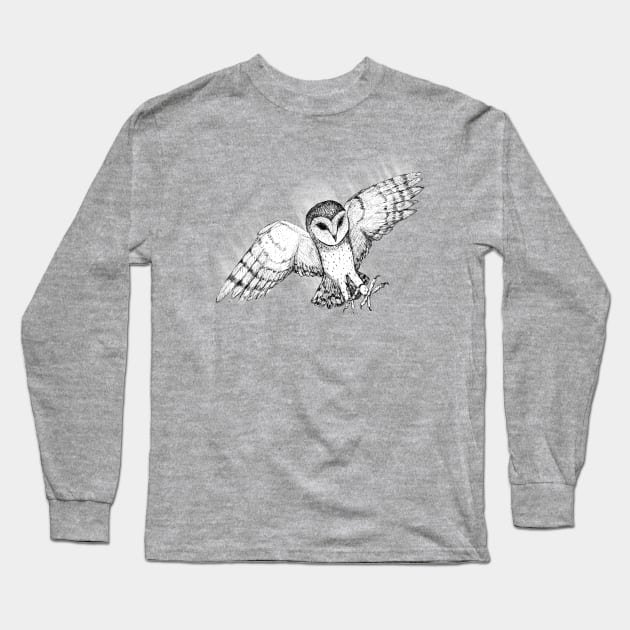 Attacking barn owl Long Sleeve T-Shirt by Bwiselizzy